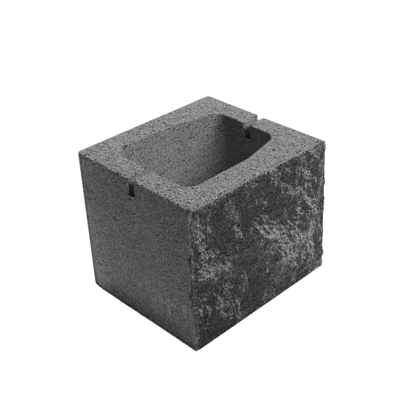 Блок з однією колотою стороною 190х190х190 сірий