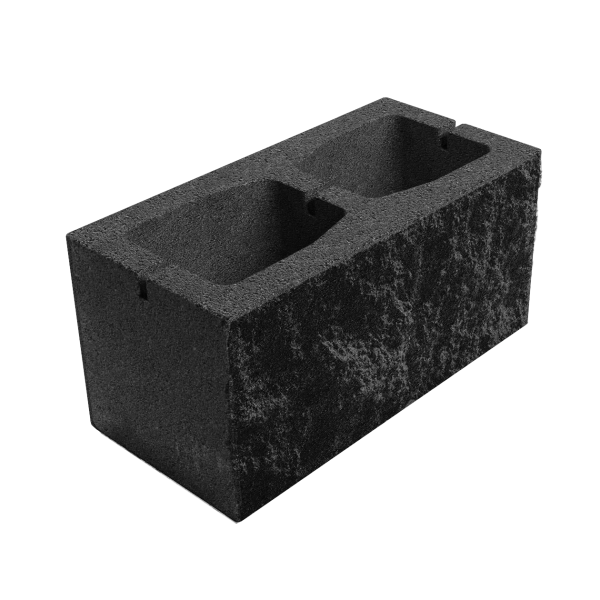 Блок з однією колотою стороною 390х190х190 графіт
